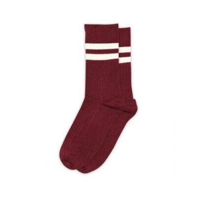 Mp Dame Rib Strømper I Bomuld Med Striber 37/39 Wine Red