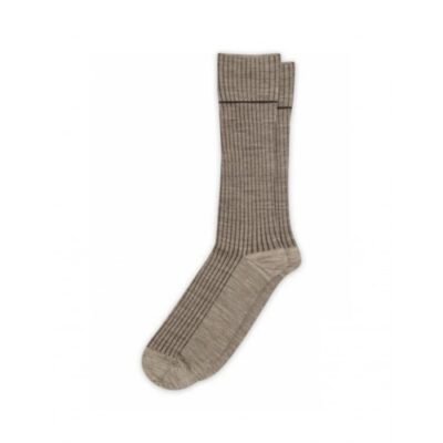 Mp Herre Uldstrømper I Merinould Med Striber Light Brown Melange 41/43