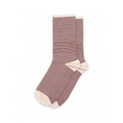 Mp Strømpe, Dame I Merino Uld Med Striber 37/39 Wine Red