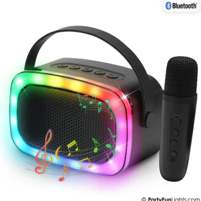 Party Fun Lights - Mini Karaoke Højttaler med Trådløs Mikrofon