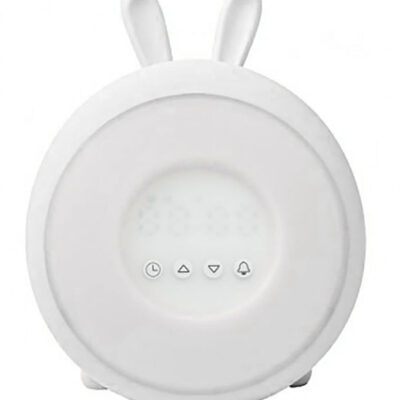 Rabbit & Friends Vækkeur m. Lys - Wake Up - 20x15x6 cm - Hvid
