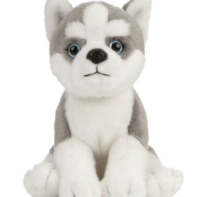 Living Nature Bamse - 17x7 cm - Husky Hundehvalp - Grå/Hvid
