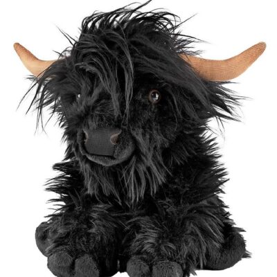 Living Nature Bamse m. Lyd - 22x16 cm - Black Highland Ko - Sort