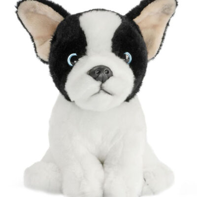 Living Nature Bamse - 17x9 cm - Fransk Bulldog Hvalp - Hvid/Sort