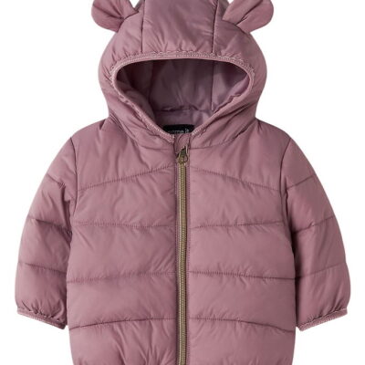 Name It Dynejakke - NbfMarble - Wistful Mauve m. Ører