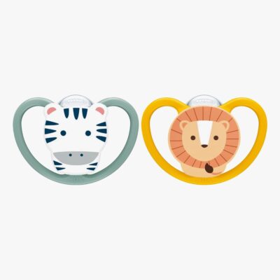 NUK Perfect Match Air Sut 2-pak Str. 3, Zebra/Lion