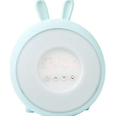 Rabbit & Friends Vækkeur m. Lys - 20x15x6 cm - Wake Up - Blå